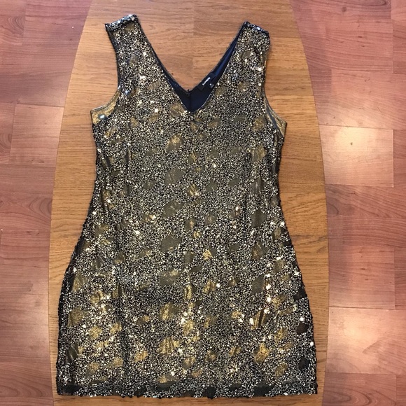 Express Dresses & Skirts - Express Mini Golden Sequin Dress ✨